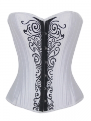 White Satin Push Up Corset Printing Bustier For Women
