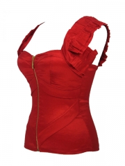 Fashion hot red goldent zipper shape women corset