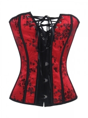 Embroidered Corset Top Red Waist Cincher Corset For Women