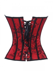 Embroidered Corset Top Red Waist Cincher Corset For Women