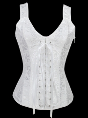 Strong Steel Boned Outwear White Bridal Corset Tops