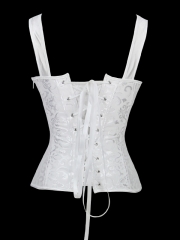 Strong Steel Boned Outwear White Bridal Corset Tops