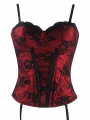 Red Lace Bra Strap Bridal Overbust Corset Bustier
