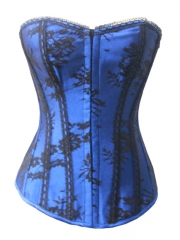Classic Satin With Lace Women Overbust Corset Tops