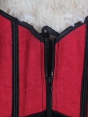 Black and Red Vertical Stripe Overbust Corset Tops