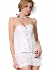 Noble Pure White Lace Bridal Zipper Women Corset Tops