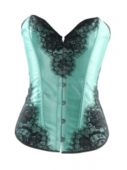 Wholesalw Green Satin Fashion Lace Overbust Corset Tops