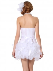 Mesh Bows White Cup Overbust Bridal Corset Bustier 