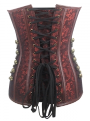 Black Steel boned Steampunk Corset Tops With Chain Wholesale