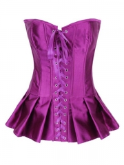 Purple Elegant Satin Overbust Ladies Corset Tops