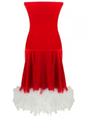 Happy Red Girl Christmas Costumes With Lovely Hat