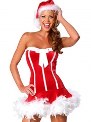 Happy Red Girl Christmas Costumes With Lovely Hat
