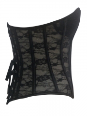 Steel Boned Black Lace Overbust Corset for Women