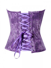 Purple Denim Fashion Tie-dyed Floral Corset
