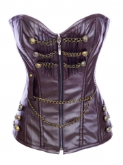 Gothic Steel Boned Overbust Leather Corset Tops