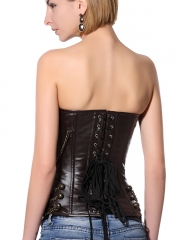 Gothic Steel Boned Overbust Leather Corset Tops