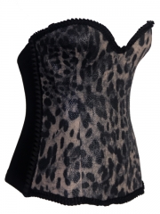 Coated Leopard Women Outwear Corset Tops