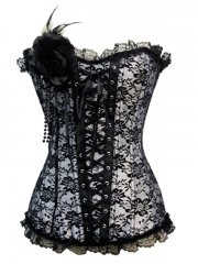 Victorian White Floral Lace Corset Tops For Wholesale