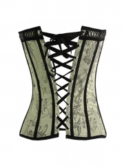 Victorian Floral Overbust Corset with Lace Overlay for Women