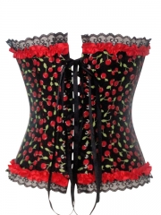 Cute Ribbon Bow Women Corset Tops With Cherry 