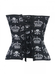 Plus Size Corsets Satin Bustier Tops With Skull Pattern 
