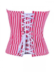 Vertical Stripe Overbust Corset Fashion Bustier Red Tops 
