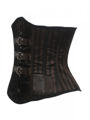Fashion Brown Strong Steel Boned Steampunk Corset With Belts