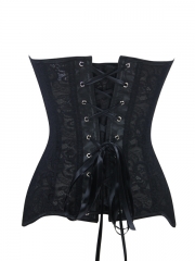 Lacing Up Jacquard And Lace Body Shaper Zip up Corset top