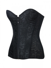 Lacing Up Jacquard And Lace Body Shaper Zip up Corset top
