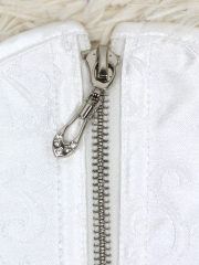 White Wedding Steel Boned Corset Front zipper Lace Underbust