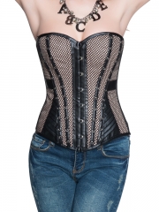 Fashion Leather Overbust Corset Tops Satin Bustier Tops
