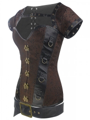 Gothic Dobby 12 Steel Boned Bustier Tops Steampunk Corset