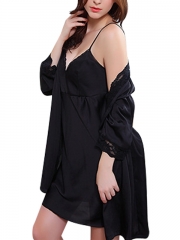 Two Pieces Gowns Robes Silk Women Nightdress Sexy Lingerie 