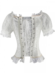 Short Sleeve Gothic Steampunk Jacquard Overbust Corsets Tops