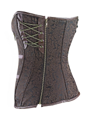 Brown Leather Bustier Gothic Steampunk Overbust Corset Tops