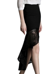 Gothic Elastic High Low Lace Mermaid Maxi Steampunk Skirts