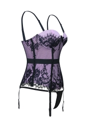 Graceful Lace Bustier Overbust Corset Tops With Straps