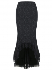 Black Brocade Gothic Lace Bodycon Steampunk Skirts Supplier