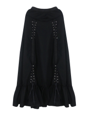 Black Three Tiered Satin Gothic Steampunk Skirts Costumes 