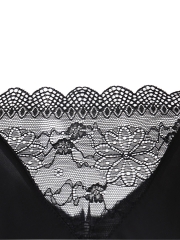 Women Deep V Lace Camisole Satin Pajamas Short Set Sleepwear