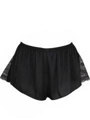 Women Deep V Lace Camisole Satin Pajamas Short Set Sleepwear