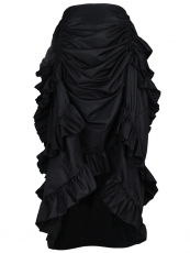 Black Satin Gothic Victorian Maxi Steampunk Skirts Costumes