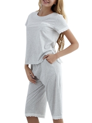 Women Modal Sleepwear Summer Loungewear Pajama Set Pants