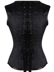 Gothic Dobby Steel Boned Steampunk Corsets Bustier Tops 
