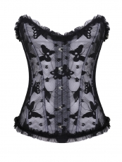 Breathable Sexy See Through Lace Bustier Overbust Corset Top