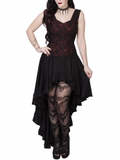 Red Gothic Steampunk Dobby Overbust Corsets Tops With Straps