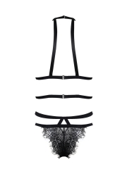 Women Sexy Strappy Lace Bra and Panty Crochet Lingerie Sets 