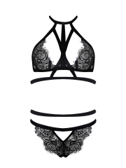 Women Sexy Strappy Lace Bra and Panty Crochet Lingerie Sets 