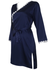Women Satin Kimono Deep V Lace Robes Sleepwear Wholesale 