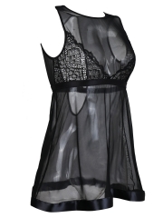 Black Lace Babydolls Dress Lingerie Set Chemise Nightwear 